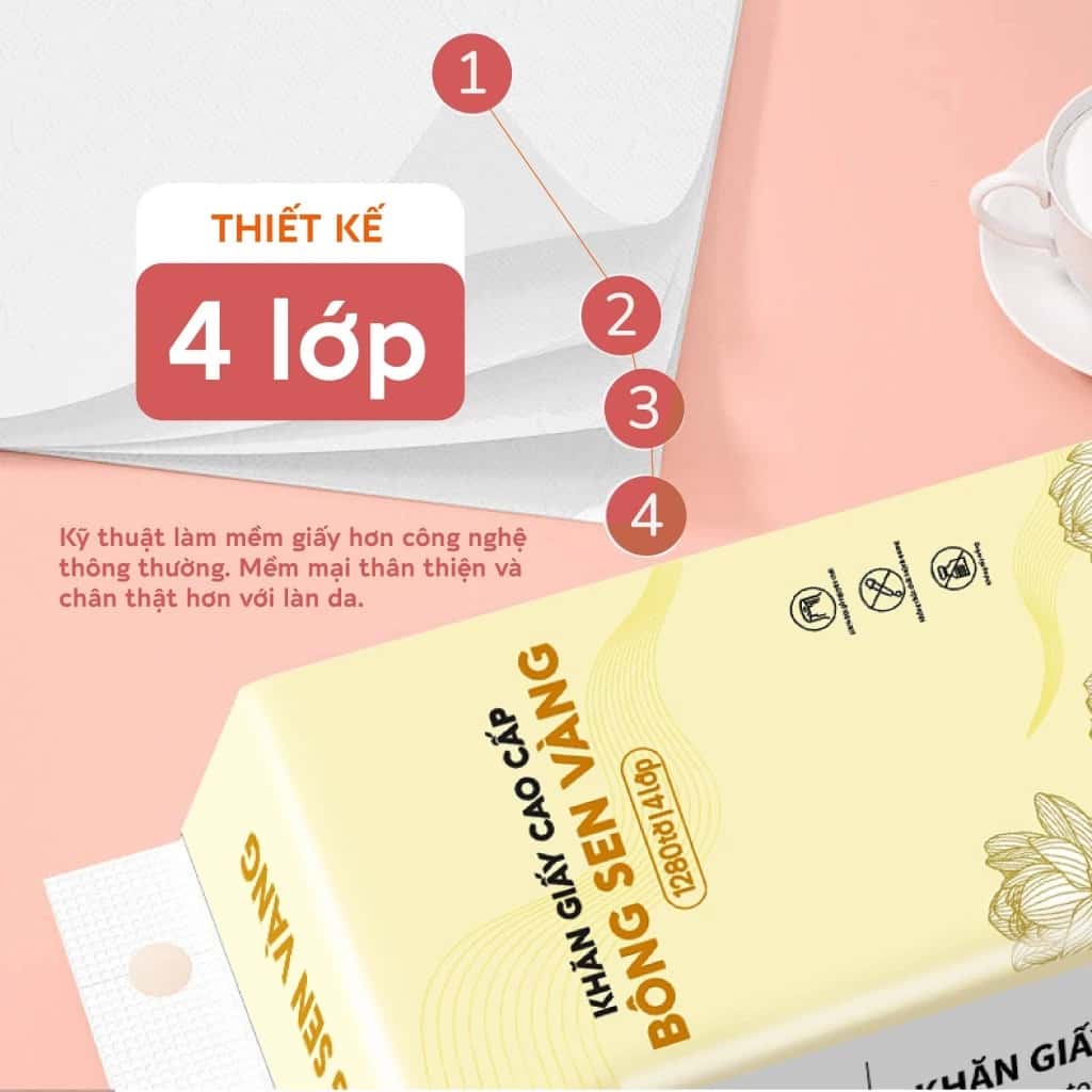 Khăn Giấy Rút 1280 Tờ Treo Tường Bông Sen Vàng - BỊCH TO ảnh 4