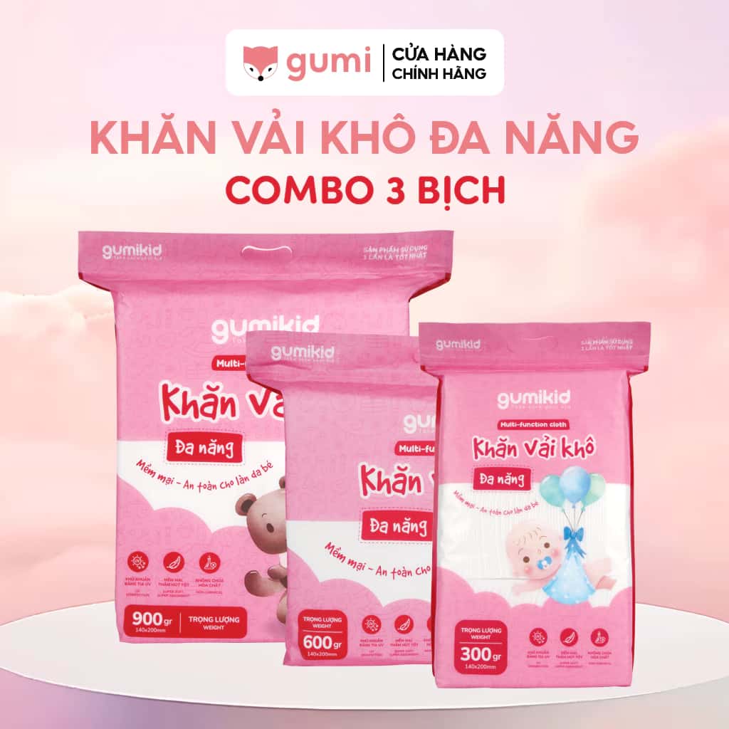KHĂN VẢI KHÔ ĐA NĂNG DÀNH CHO MẸ VÀ BÉ GUMI 300/600/ 900g ảnh 2