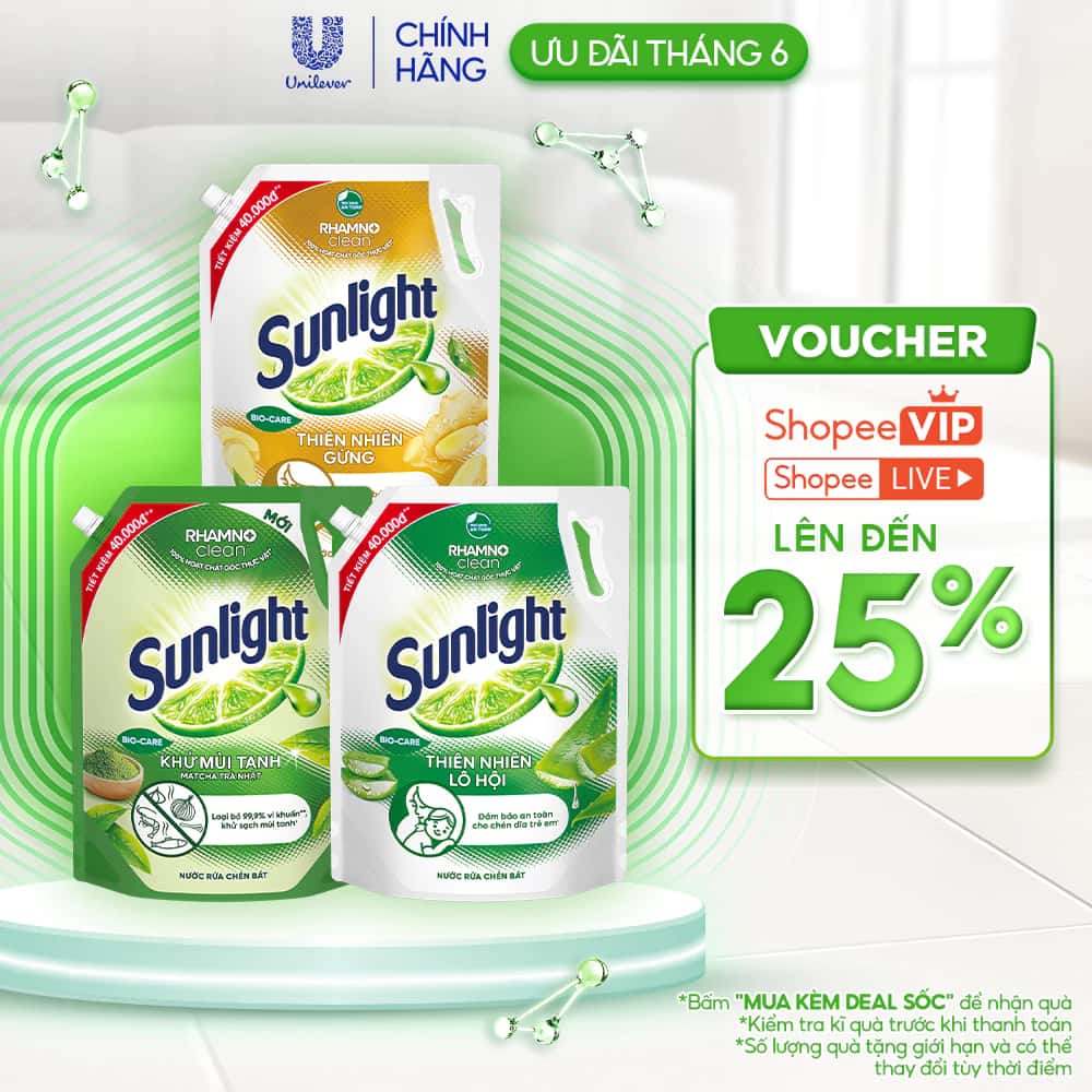 Nước rửa chén Sunlight Bio-care với thành phần từ 100% tự nhiên Túi 3.3kg ảnh 2