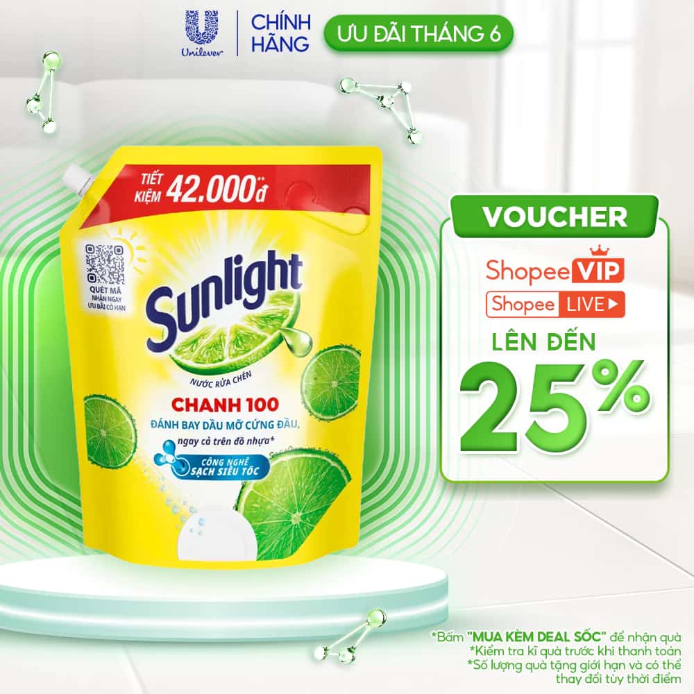 Nước Rửa Chén Bát Sunlight Chanh 100 | Sạch Dầu Mỡ Đồ Nhựa | Túi 3.5KG/3.1Kg ảnh 2