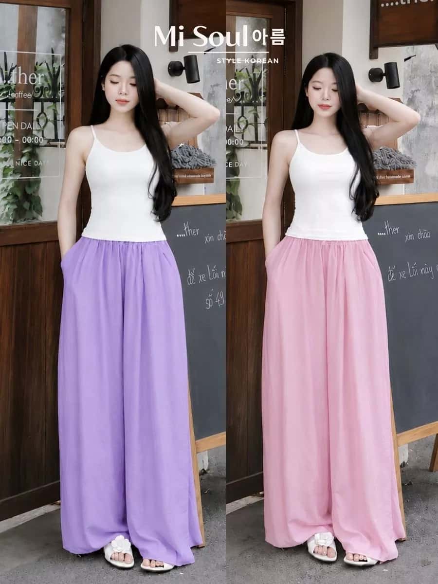 Quần Ống Rộng Vải Đũi BigSize MiSoul, Quần Đũi Suông Ống Rộng Cạp Chun Giả Váy 206 ảnh 4