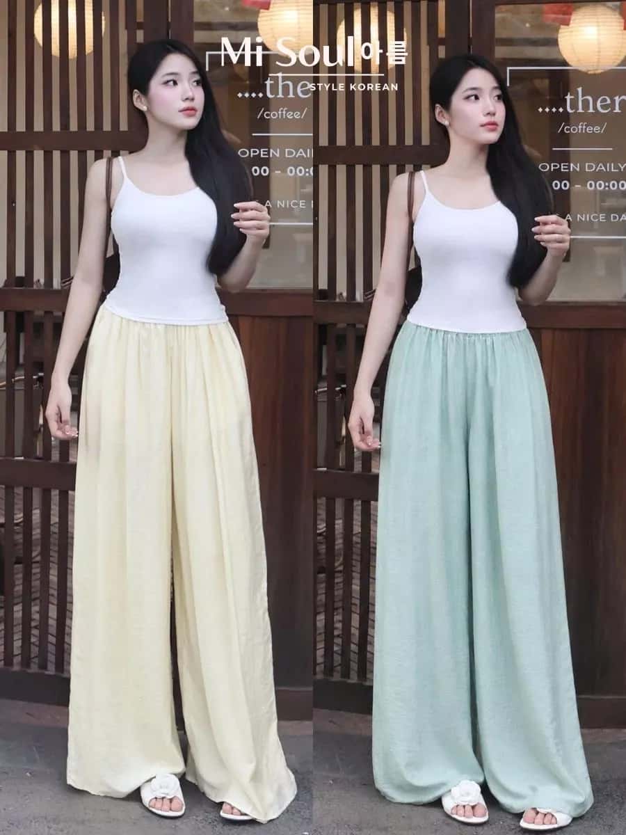 Quần Ống Rộng Vải Đũi BigSize MiSoul, Quần Đũi Suông Ống Rộng Cạp Chun Giả Váy 206 ảnh 2
