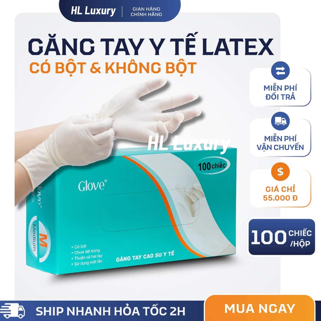 [Hộp 100 chiếc ] Găng Tay Y Tế Cao Su Có Bột Không Bột | Đạt Tiêu Chuẩn An Toàn ảnh 2