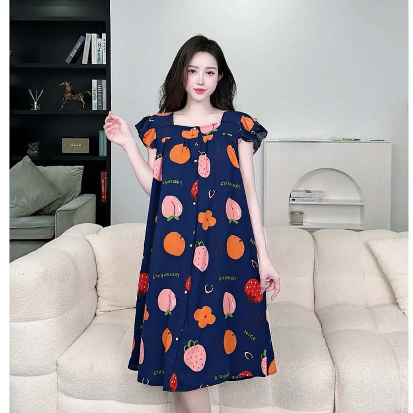 (Có đủ size đến 100kg)Váy lanh bầu bigsize mặc ở nhà,đi ngủ cực mát ảnh 4