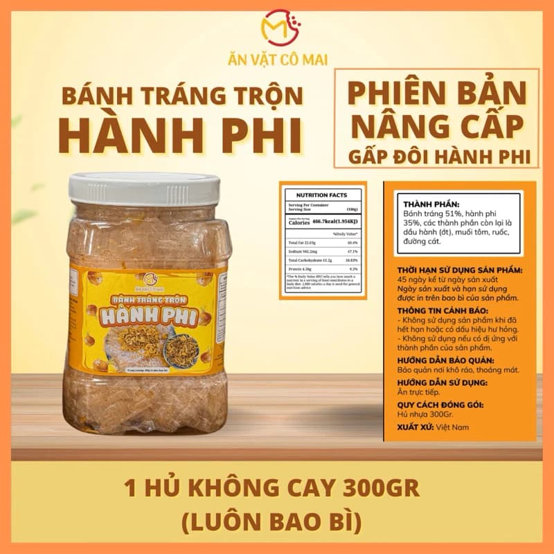 Bánh Tráng Trộn Hành Phi Hủ 300Gr Phiên Bản Nâng Cấp Gấp Đôi Hành Phi (Cay Và Không Cay) - Snack Thức Ăn Việt Nam ảnh 4