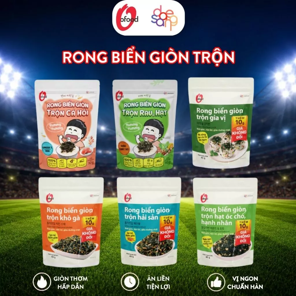 [O'Food] Rong biển giòn trộn khô gà, hải sản, hạt óc chó hạnh nhân, cá hồi, rau&hạt O'Food ảnh 2