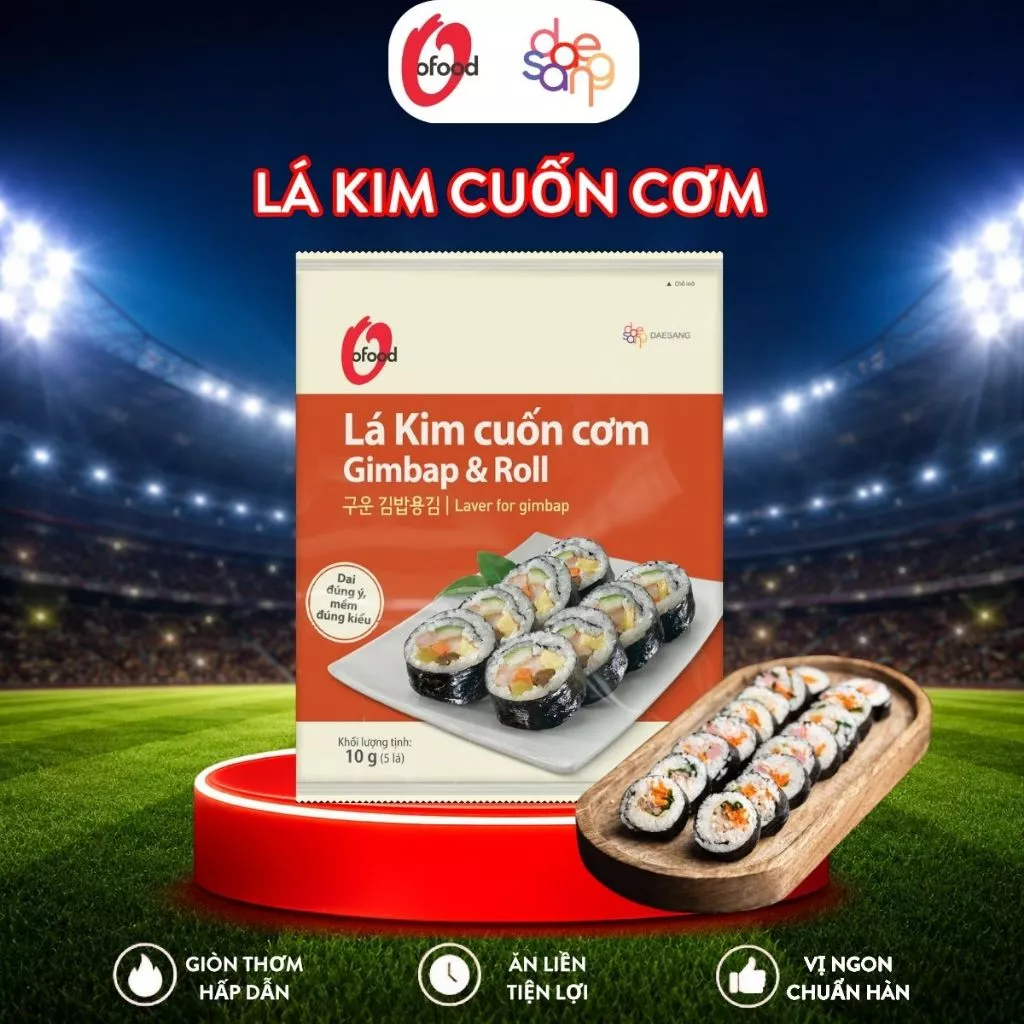 Rong biển / lá kim cuốn cơm Hàn Quốc O'food 10g, sử dụng cho các món kimbap, sushi ảnh 2