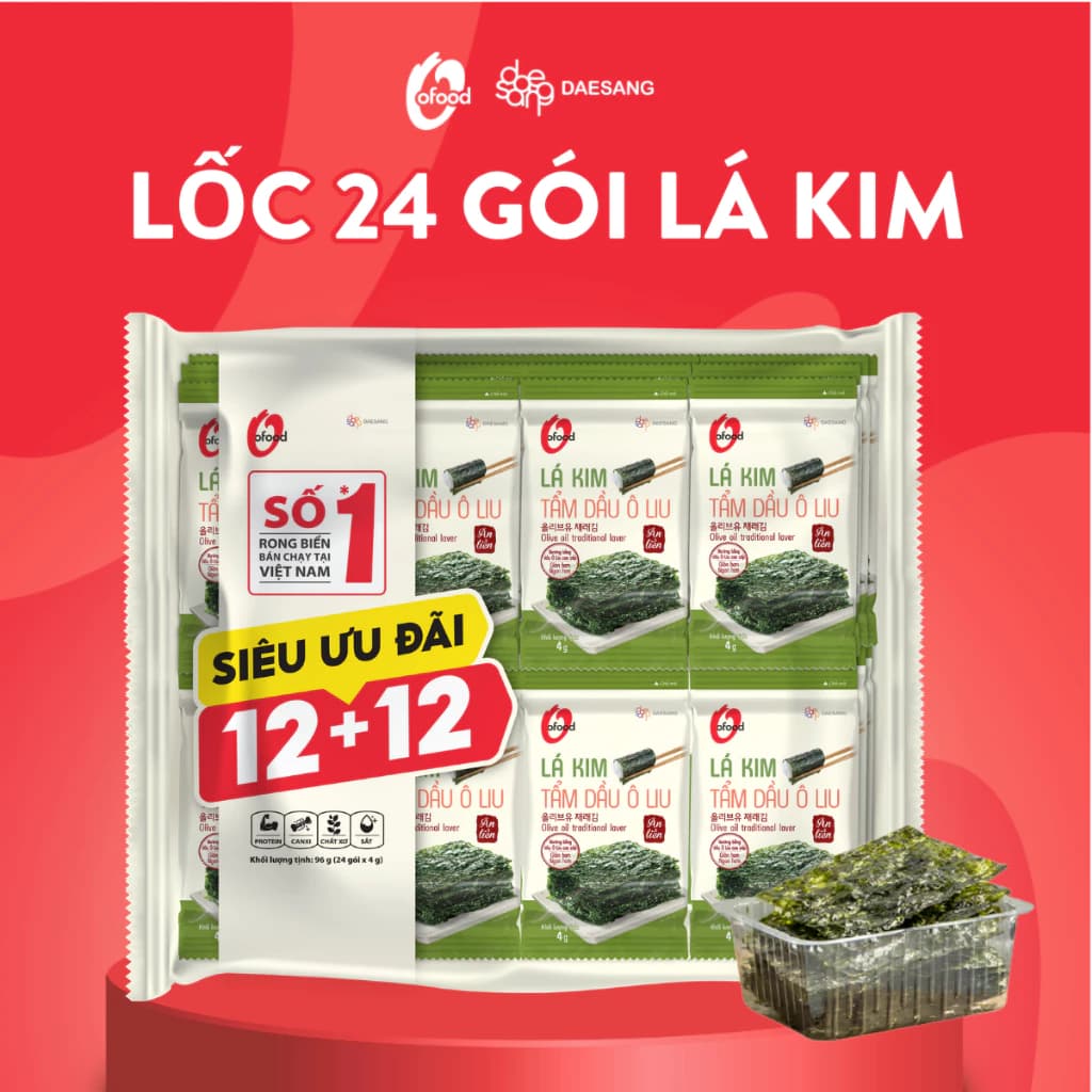 [PHIÊN BẢN 24 GÓI] Rong Biển Lá Kim O'Food Ô Liu 4G – Combo 12+12 – Ăn Liền Healthy ảnh 2