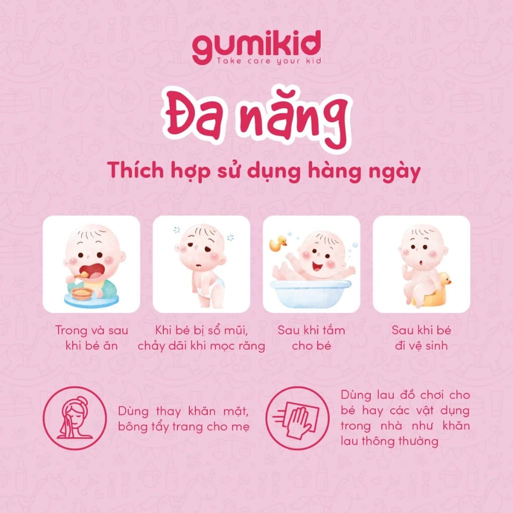 KHĂN VẢI KHÔ ĐA NĂNG DÀNH CHO MẸ VÀ BÉ GUMI 300/600/ 900g ảnh 3