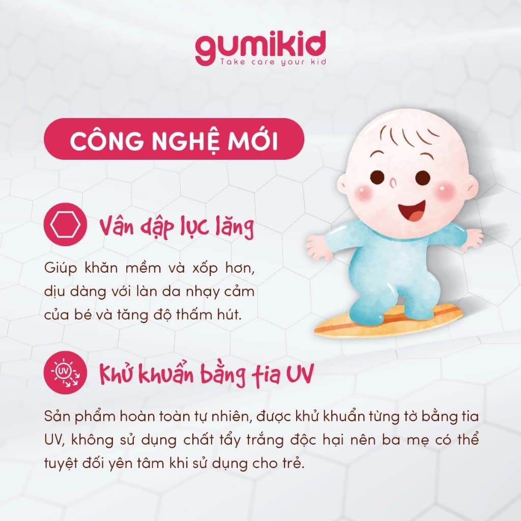 KHĂN VẢI KHÔ ĐA NĂNG DÀNH CHO MẸ VÀ BÉ GUMI 300/600/ 900g ảnh 4