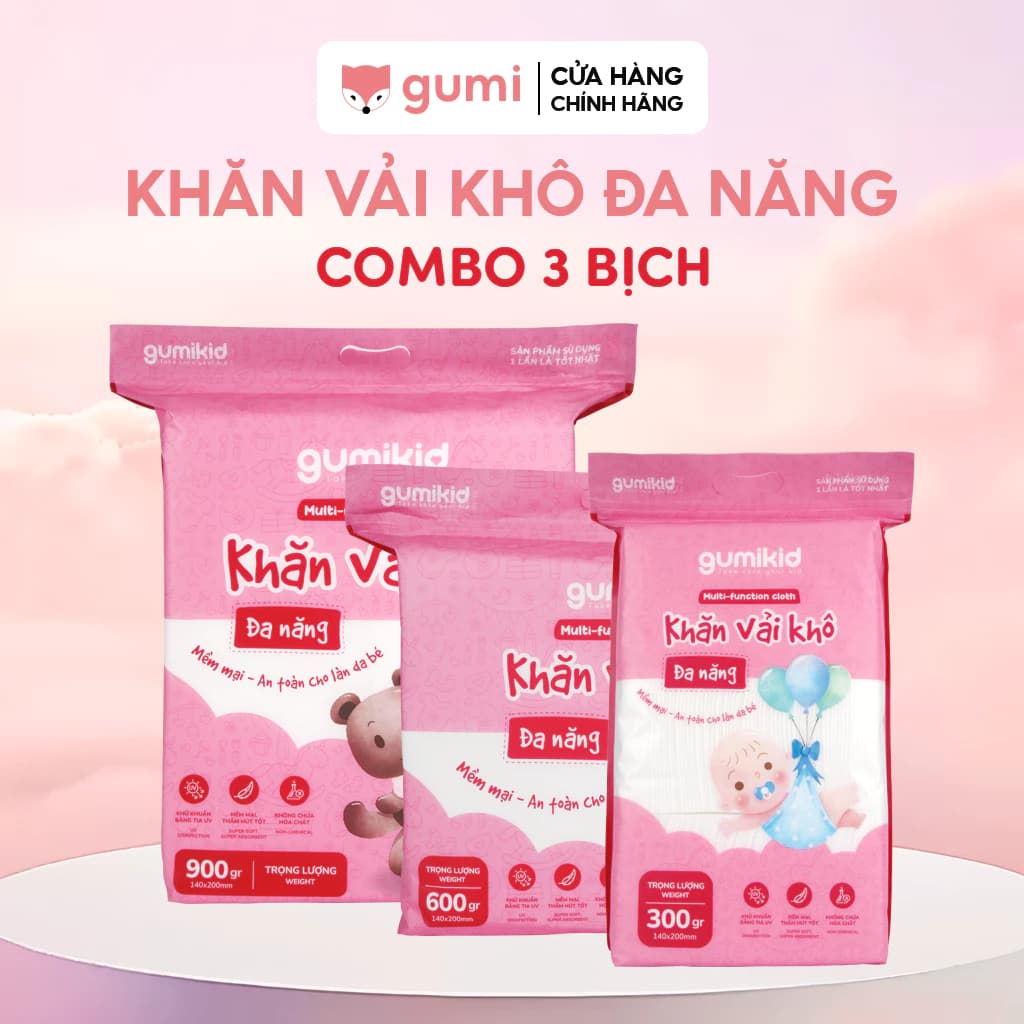 KHĂN VẢI KHÔ ĐA NĂNG DÀNH CHO MẸ VÀ BÉ GUMI 300/600/ 900g ảnh 2