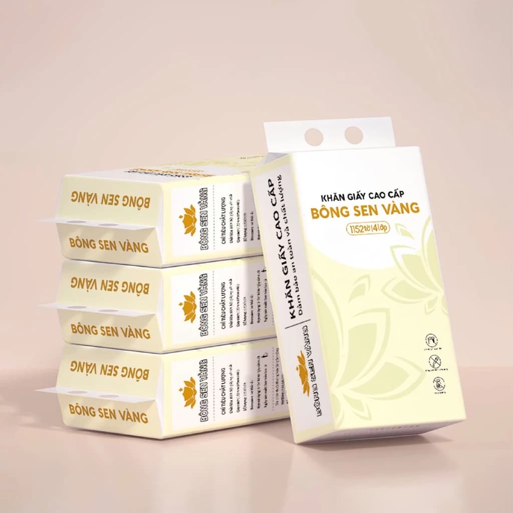 Khăn Giấy Rút Treo Tường Bông Sen Vàng 1152 Tờ (Tặng kèm móc treo) ảnh 4