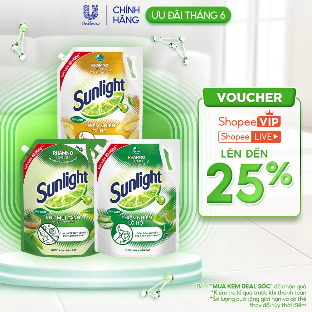 Nước rửa chén Sunlight Bio-care với thành phần từ 100% tự nhiên Túi 3.3kg ảnh 2