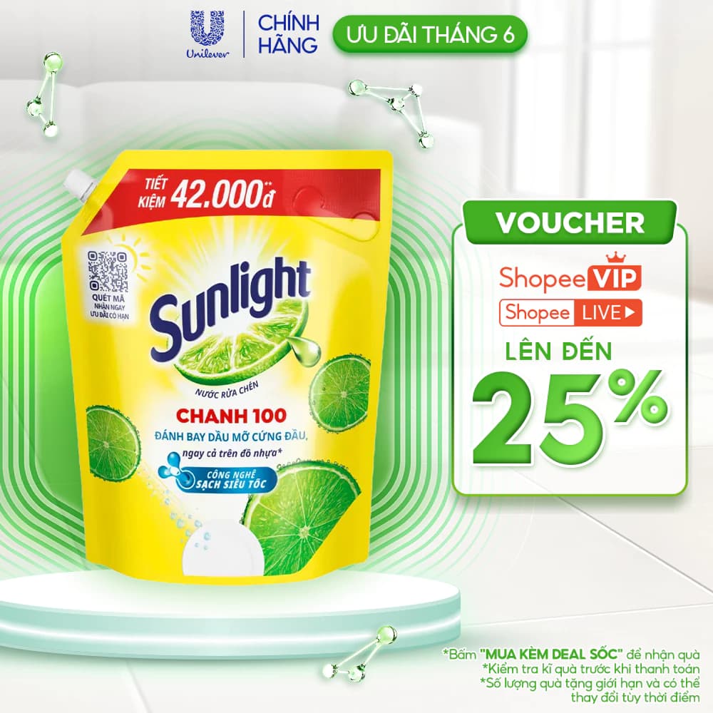 Nước Rửa Chén Bát Sunlight Chanh 100 | Sạch Dầu Mỡ Đồ Nhựa | Túi 3.5KG/3.1Kg ảnh 2