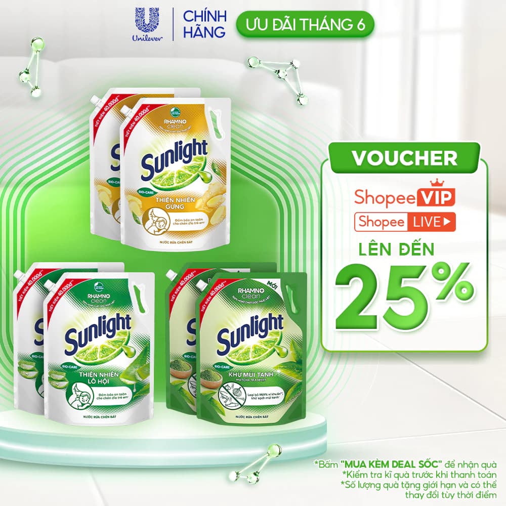 Combo 2 Nước rửa chén Sunlight Bio-care với thành phần từ 100% tự nhiên Túi 3.3kg — bếp nhà mình