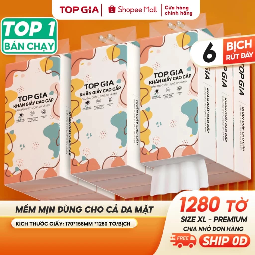Giấy vệ sinh treo tường TopGia đa sắc đa năng từ bột giấy thiên nhiên, 1280tờ/4lớp ảnh 2
