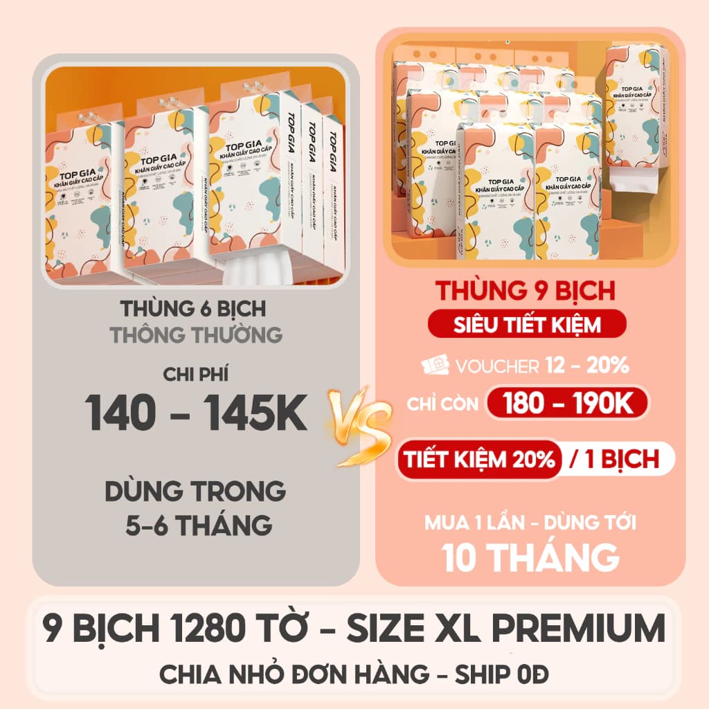 Giấy vệ sinh treo tường TopGia đa sắc đa năng từ bột giấy thiên nhiên, 1280tờ/4lớp ảnh 3
