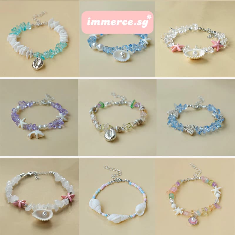 Vòng Tay Hạt Cườm Charm Vỏ Sò Sao Biển immerce.sg Cao Cấp Nhiều Màu Sắc Cho Nữ Đi Biển VTH ảnh 2